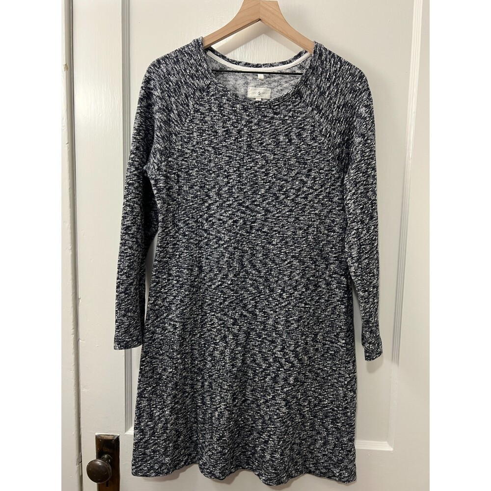 Lou & Grey Women's Navy Blue & White Textured Long Sleeve Dress Size S